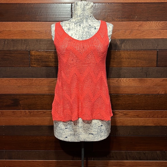 Ya Los Angeles Tops - YA Los Angeles Scoop Neck Halter Knitted Salmon Pink Tank Top